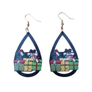 Women’s Teardrop Shaped Wooden Earrings, Lightweight, Christmas, Presents